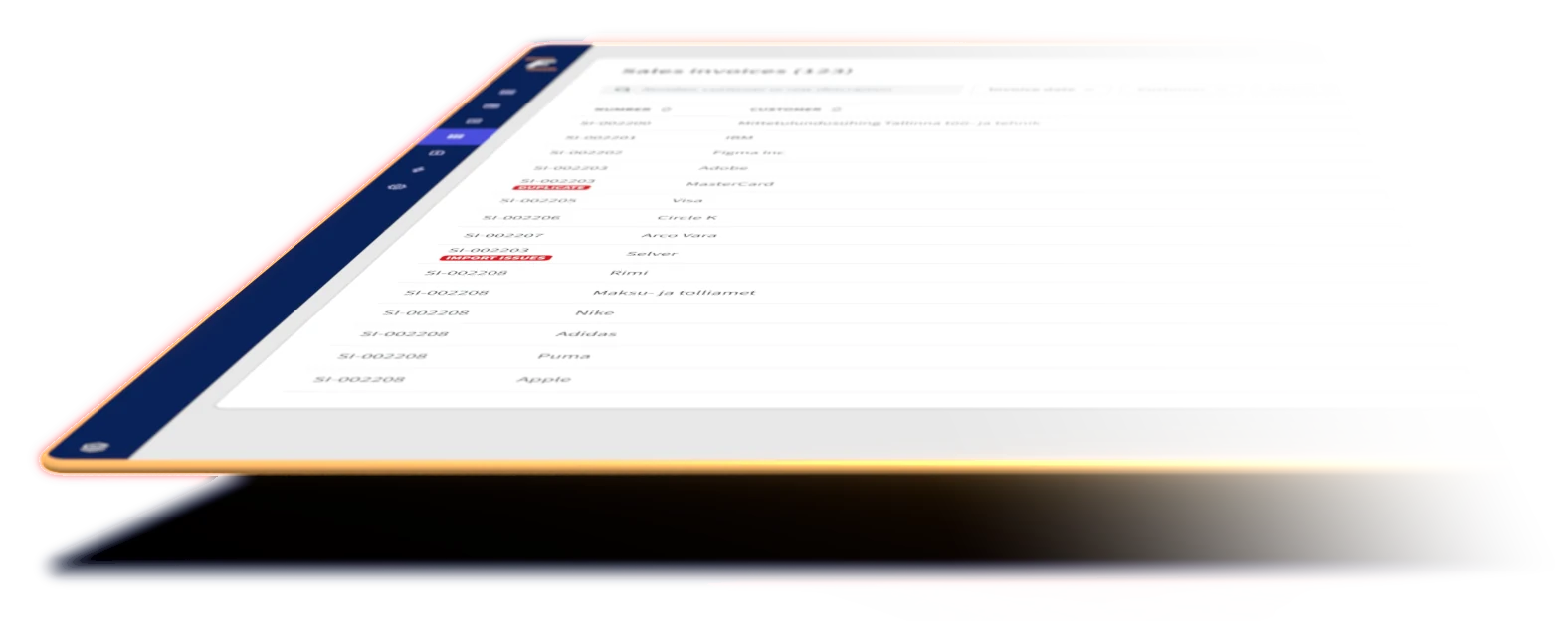 Écran de la plateforme Fitek : vue d’ensemble de la gestion des factures