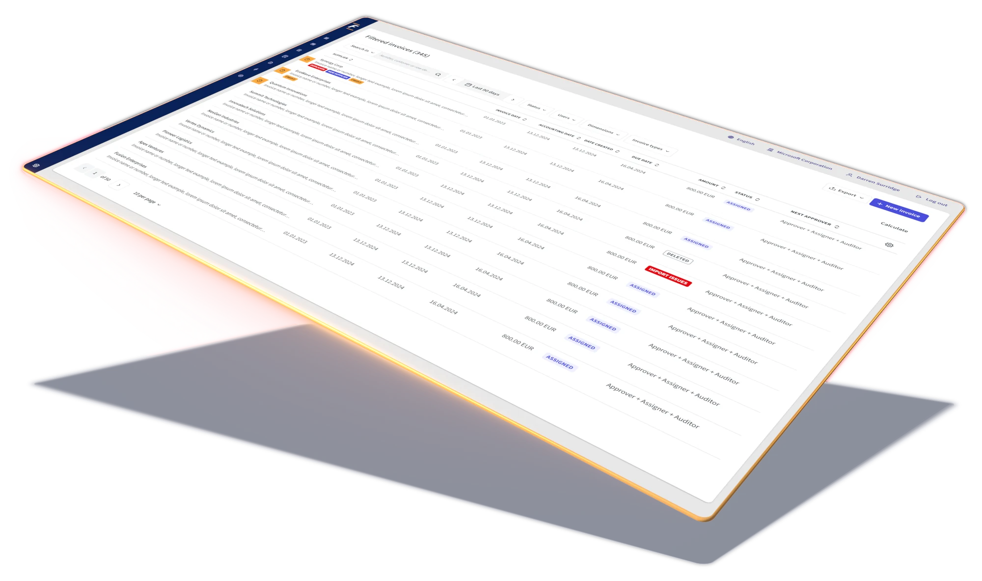 Écran de la plateforme Fitek : vue d’ensemble de la plateforme