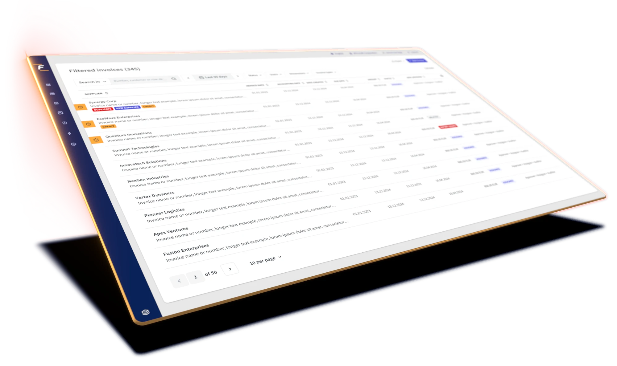 Écran de la plateforme Fitek : vue pour le responsable AP